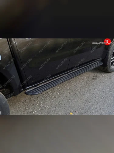 Пороги алюминиевые Slim Line ТСС Тюнинг (Black) Dong Feng DF6 пикап (2022-2025)