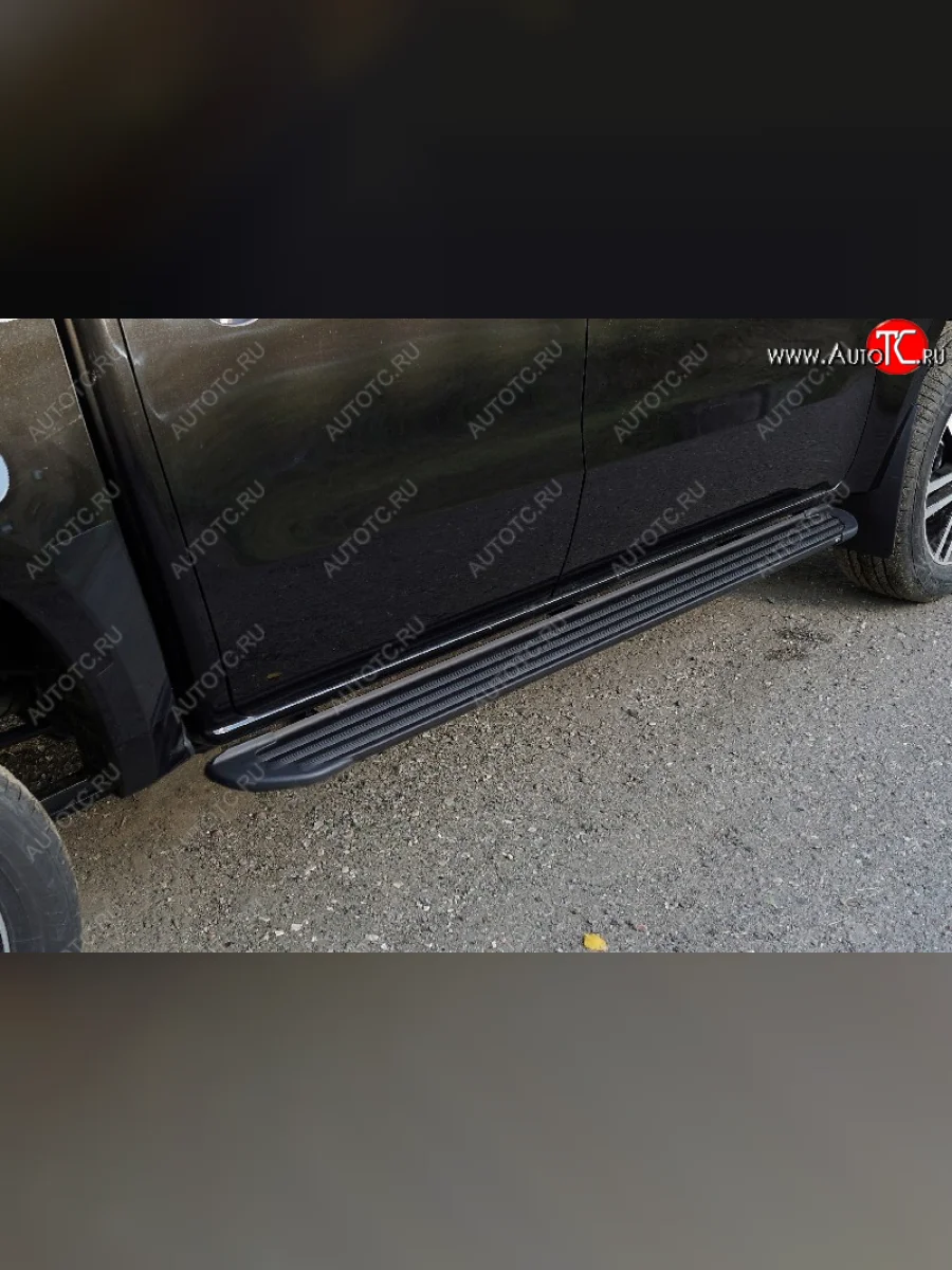 Пороги алюминиевые Slim Line ТСС Тюнинг Dong Feng DF6 пикап (2022-2025) (Black)  с доставкой в г. Керчь