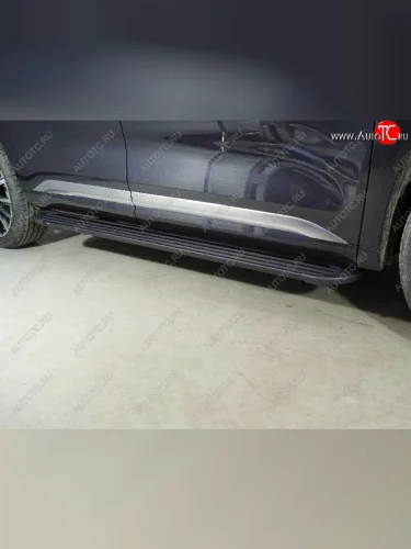 Пороги алюминиевые Slim Line ТСС Тюнинг (Black) EXEED VX дорестайлинг (2020-2023)