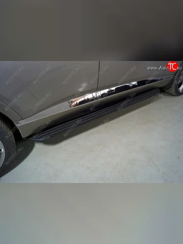 Пороги алюминиевые Slim Line ТСС Тюнинг (Black) GENESIS GV80 1 JK1 дорестайлинг (2020-2022)