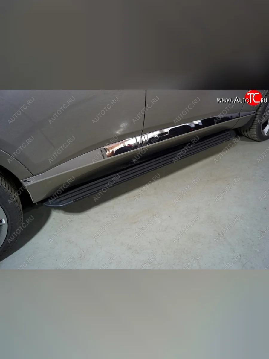 Пороги алюминиевые Slim Line ТСС Тюнинг GENESIS GV80 1 JK1 дорестайлинг (2020-2022) (Black)  в Самаре Самарской области