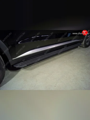 Пороги алюминиевые Slim Line ТСС Тюнинг (Black) Hyundai Palisade LX2 (2018-2022)