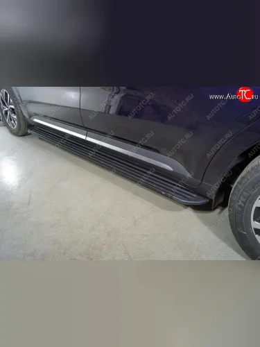 Пороги алюминиевые Slim Line ТСС Тюнинг (Black) KIA Carnival KA4 минивэн дорестайлинг (2020-2023)