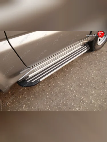 Пороги алюминиевые Slim Line ТСС Тюнинг (Silver) Suzuki Jimny JB23/JB43 2-ой рестайлинг (2012-2018)