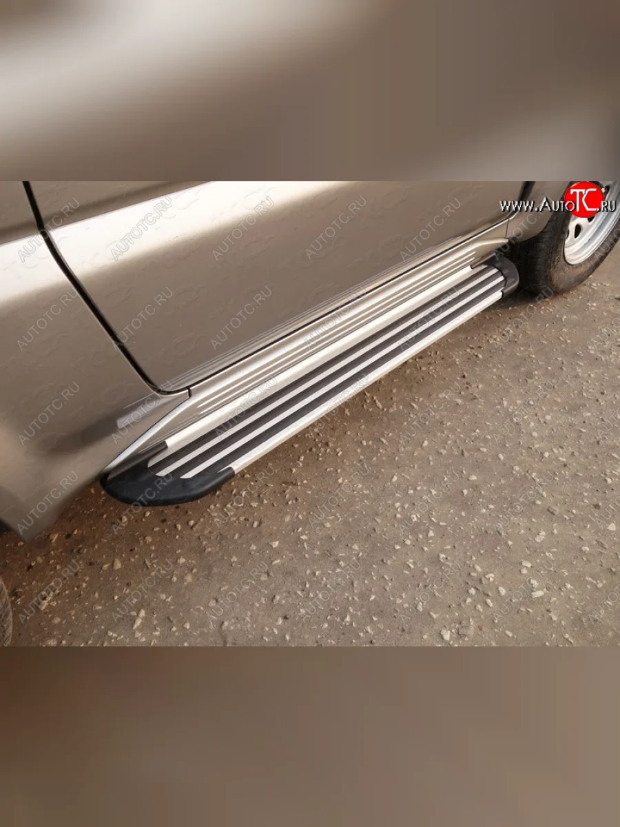 Пороги алюминиевые Slim Line ТСС Тюнинг Suzuki Jimny JB23/JB43 2-ой рестайлинг (2012-2018) (Silver)  с доставкой в г. Керчь