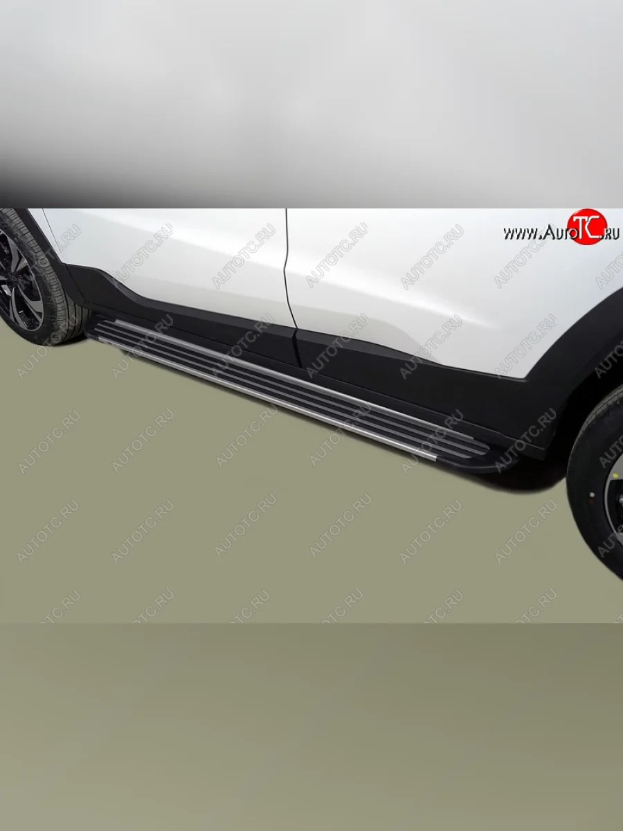 Пороги алюминиевые Slim Line ТСС Тюнинг JAC JS4 (2021-2025) (Silver)  в Самаре Самарской области