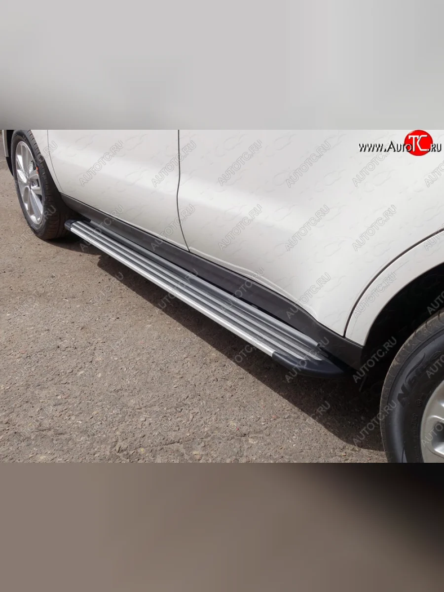 Пороги алюминиевые Slim Line ТСС Тюнинг KIA Soul PS рестайлинг (2017-2019) (Silver)  в Самаре Самарской области