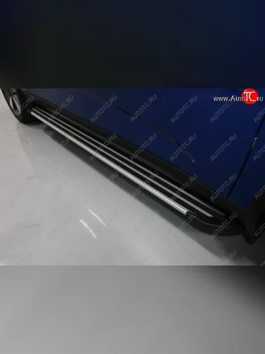 Пороги алюминиевые Slim Line ТСС Тюнинг (Silver) KIA Soul SK3 (2018-2022)