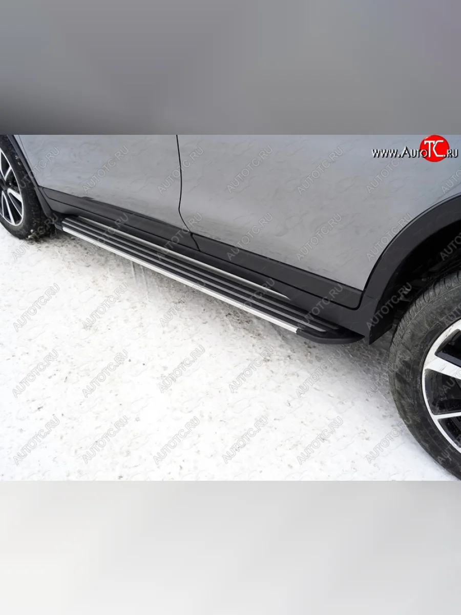 Пороги алюминиевые Slim Line ТСС Тюнинг Nissan X-trail 3 T32 рестайлинг (2017-2022) (Silver)  в Самаре Самарской области