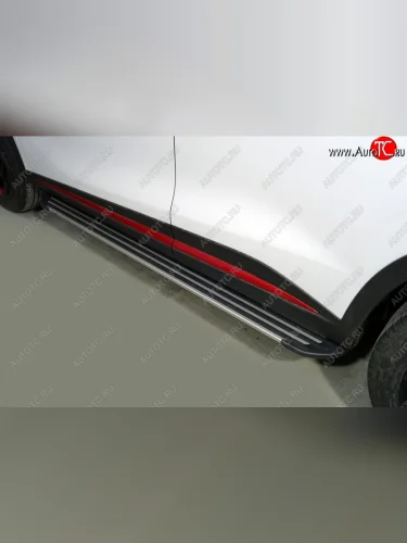 Пороги алюминиевые Slim Line ТСС Тюнинг (Silver) Omoda C5 (2021-2025)