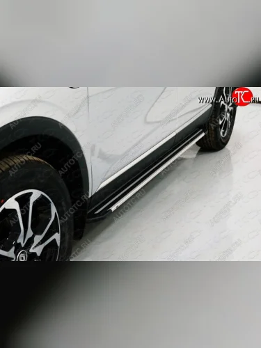Пороги алюминиевые Slim Line ТСС Тюнинг (Silver) Renault Arkana (2019-2025)