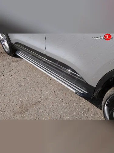 Пороги алюминиевые Slim Line ТСС Тюнинг (Silver) Renault Koleos 2 (2016-2025)