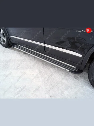 Пороги алюминиевые Slim Line ТСС Тюнинг (Silver) Haval M6 (2021-2025)