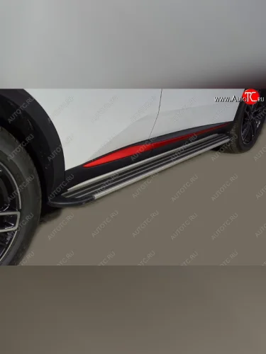 Пороги алюминиевые Slim Line ТСС Тюнинг (Silver) Changan CS55 Plus (2021-2025)