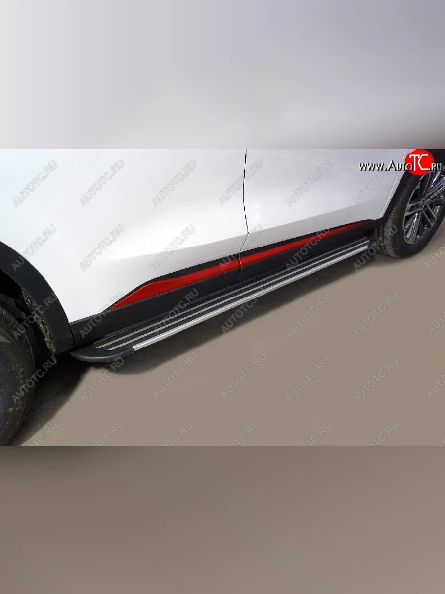 Пороги алюминиевые Slim Line ТСС Тюнинг Changan CS75 1-ый рестайлинг (2018-2022) (Silver )  в Перми Пермском крае