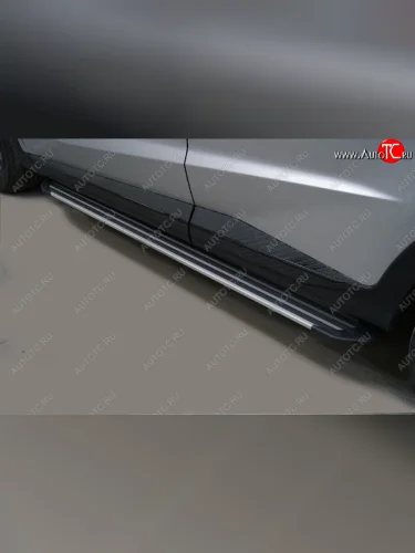 Пороги алюминиевые Slim Line ТСС Тюнинг (Silver) Jetour X70 Plus (2023-2025)