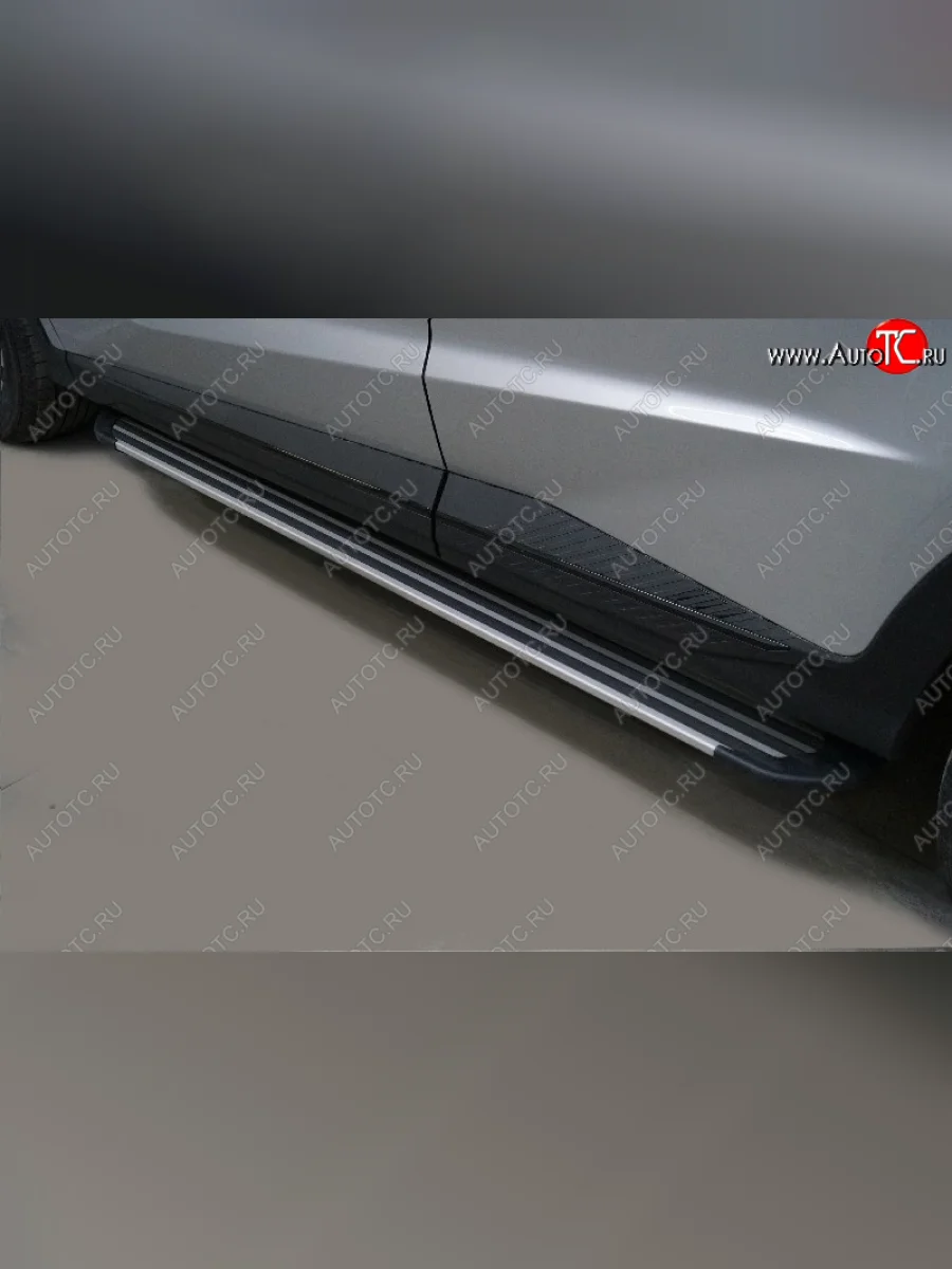 Пороги алюминиевые Slim Line ТСС Тюнинг Jetour X70 Plus (2023-2025) (Silver)  в Перми Пермском крае