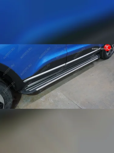 Пороги алюминиевые Slim Line ТСС Тюнинг (Silver) Kaiyi X3 Pro (2023-2025)