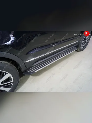 Пороги алюминиевые Slim LineТСС Тюнинг (Silver) Changan CS55 Plus (2021-2025)