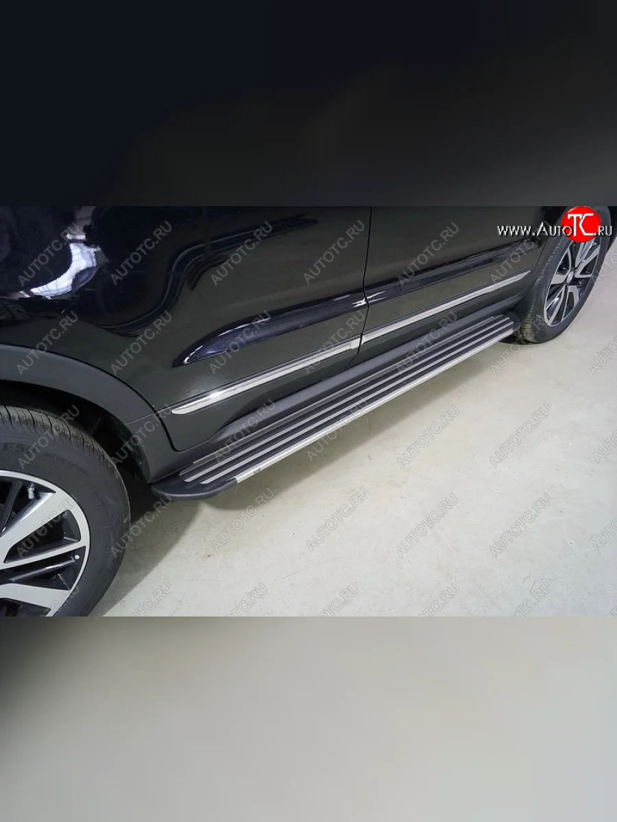 Пороги алюминиевые Slim LineТСС Тюнинг Changan CS55 Plus (2021-2025) (Silver)  в Керчи Республика Крым