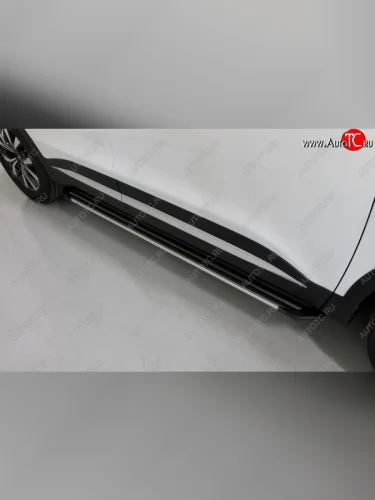 Пороги алюминиевые Slim Line ТСС Тюнинг (Silver) Chery Tiggo 7 PRO (2019-2025)