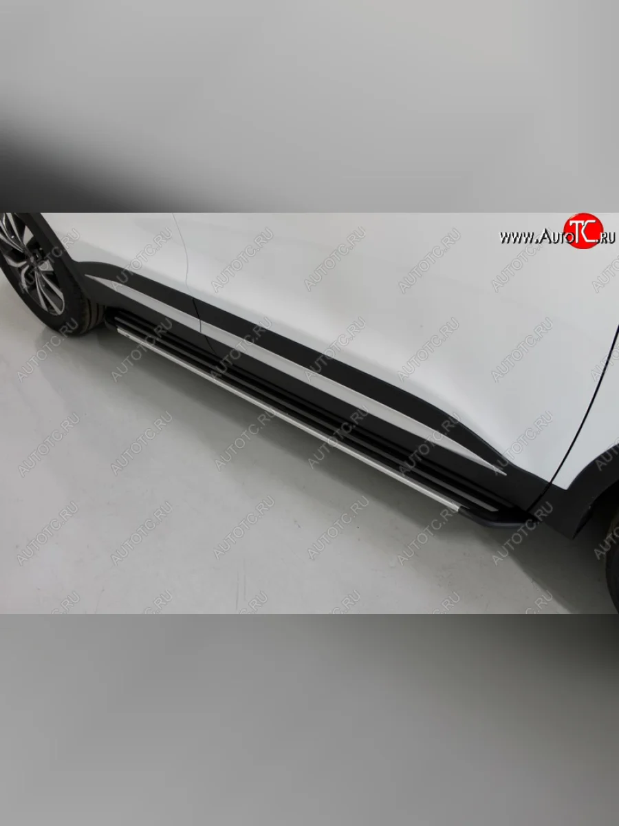 Пороги алюминиевые Slim Line ТСС Тюнинг Chery Tiggo 7 PRO (2019-2025) (Silver)  в Керчи Республика Крым