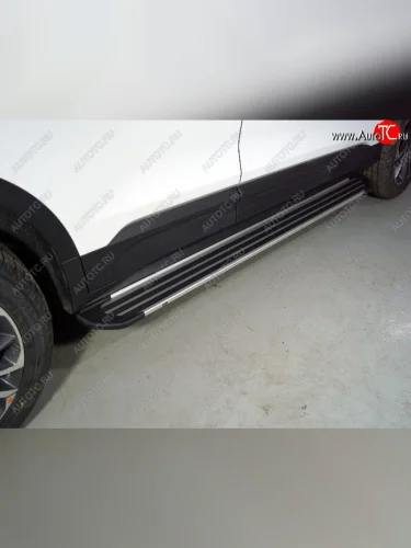 Пороги алюминиевые Slim Line ТСС Тюнинг (Silver) Geely Coolray SX11 дорестайлинг (2018-2023)