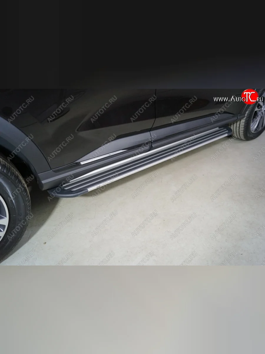 Пороги алюминиевые Slim Line ТСС Тюнинг Haval F7 рестайлинг (2022-2024) (Silver)  в Самаре Самарской области