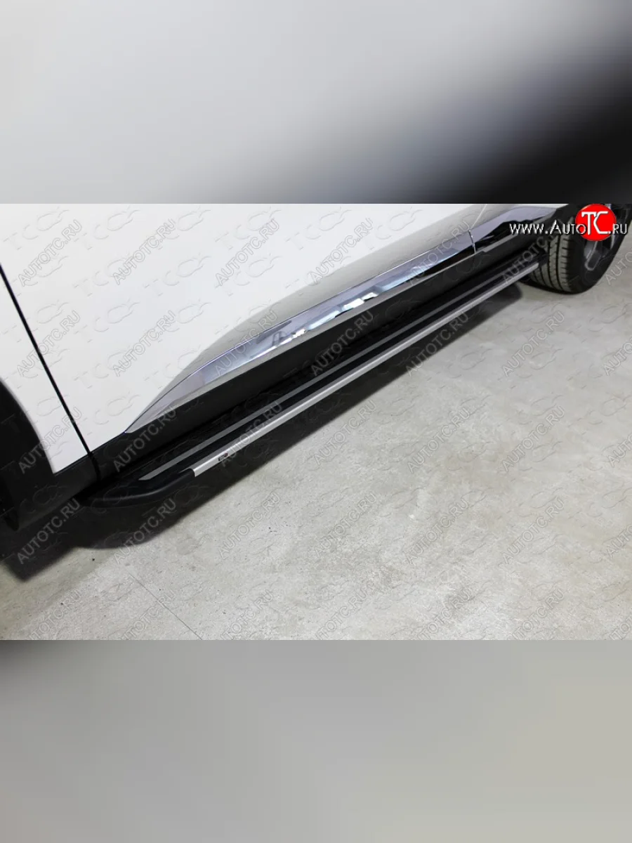 Пороги алюминиевые Slim Line ТСС Тюнинг Haval F7  дорестайлинг (2018-2022) (Silver)  в Перми Пермском крае