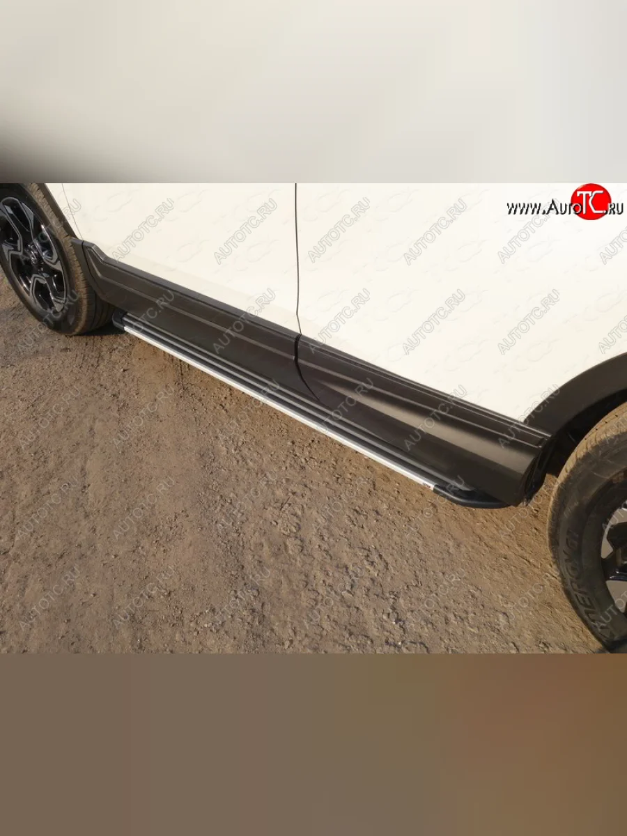 Пороги алюминиевые Slim Line ТСС Тюнинг Honda CR-V RW,RT дорестайлинг (2016-2020) (Silver)  в Воронеже Воронежской области