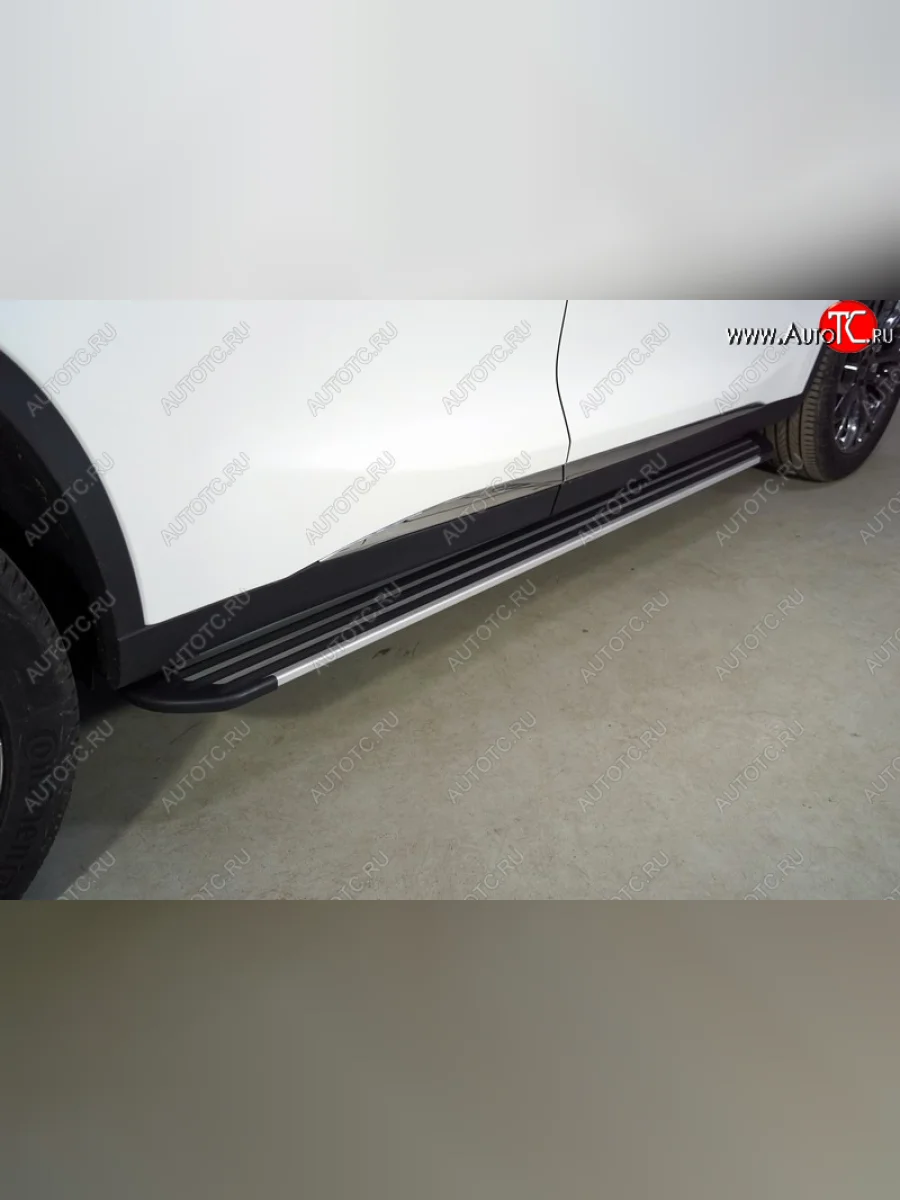 Пороги алюминиевые Slim Line ТСС Тюнинг EXEED TXL  дорестайлинг (2020-2021) (Silver)  в Керчи Республика Крым