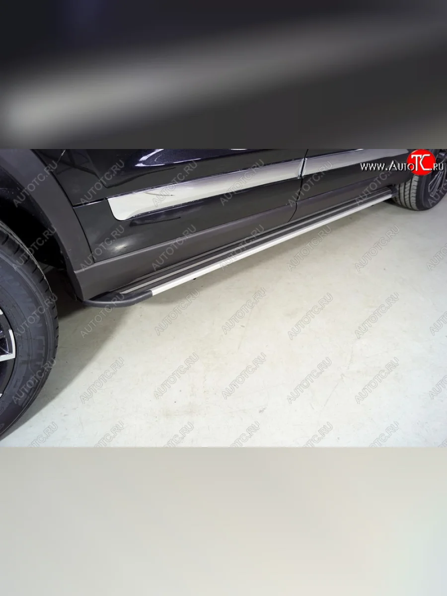 Пороги алюминиевые Slim Line ТСС Тюнинг Chery Tiggo 8 PRO (2021-2025) (Silver )  в Воронеже Воронежской области