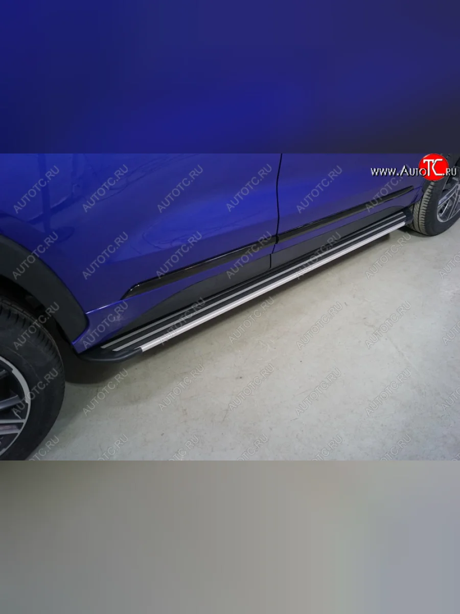 Пороги алюминиевые Slim Line ТСС Тюнинг EXEED LX 1-ый рестайлинг (2021-2025) (Silver)  с доставкой в г. Керчь