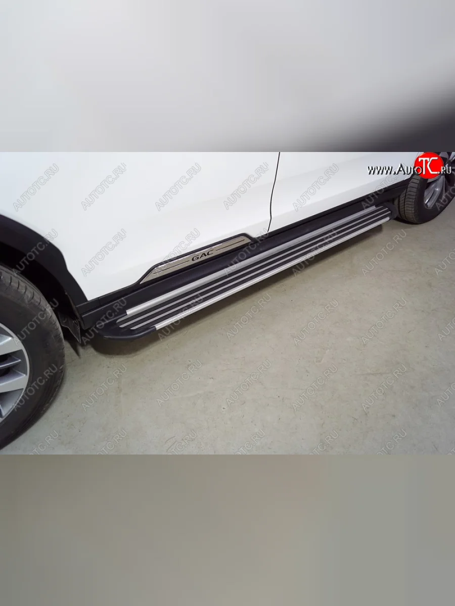 Пороги алюминиевые Slim Line ТСС Тюнинг GAC GS8 (2016-2023) (Silver)  с доставкой в г. Керчь