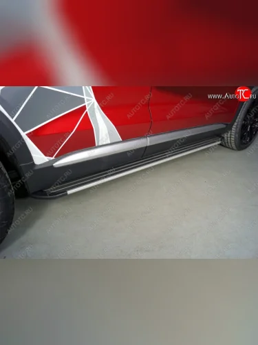 Пороги алюминиевые Slim Line ТСС Тюнинг (Silver) Geely Tugella FY11,HPBA4 рестайлинг (2022-2025)