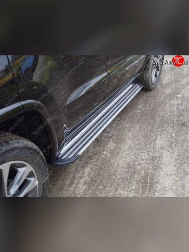 Пороги алюминиевые Slim Line ТСС Тюнинг (Silver) Jeep Grand Cherokee WK2 2-ой рестайлинг (2017-2022)