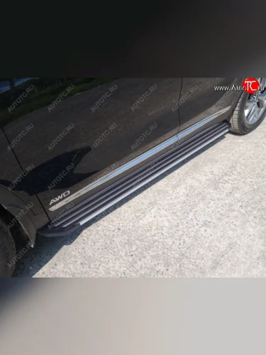 Пороги алюминиевые Slim Line ТСС Тюнинг (Silver) KIA Sorento UM/Prime рестайлинг (2018-2020)