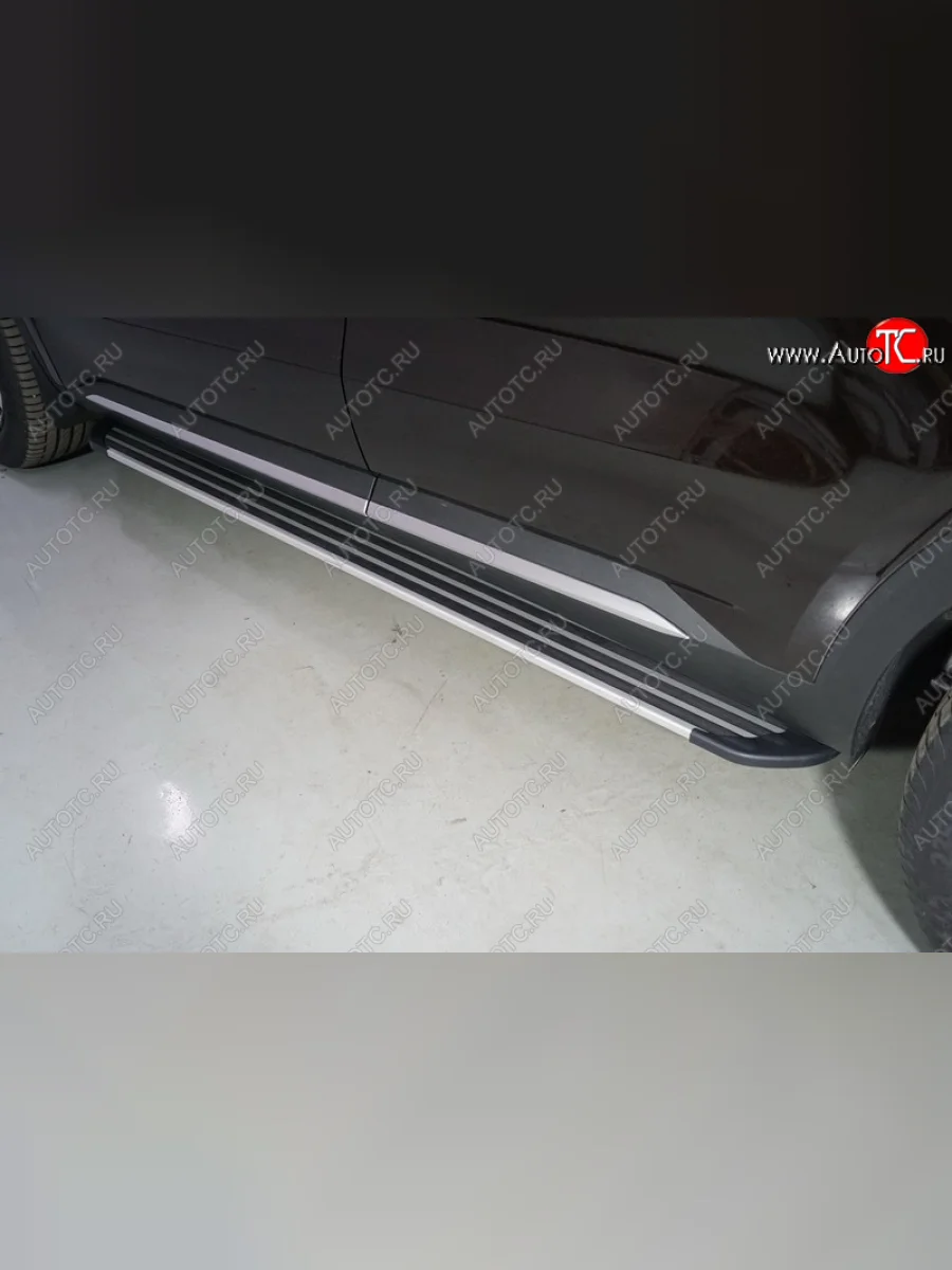 Пороги алюминиевые Slim Line ТСС Тюнинг KIA Sorento MQ4 (2020-2022) (Silver)  в Керчи Республика Крым
