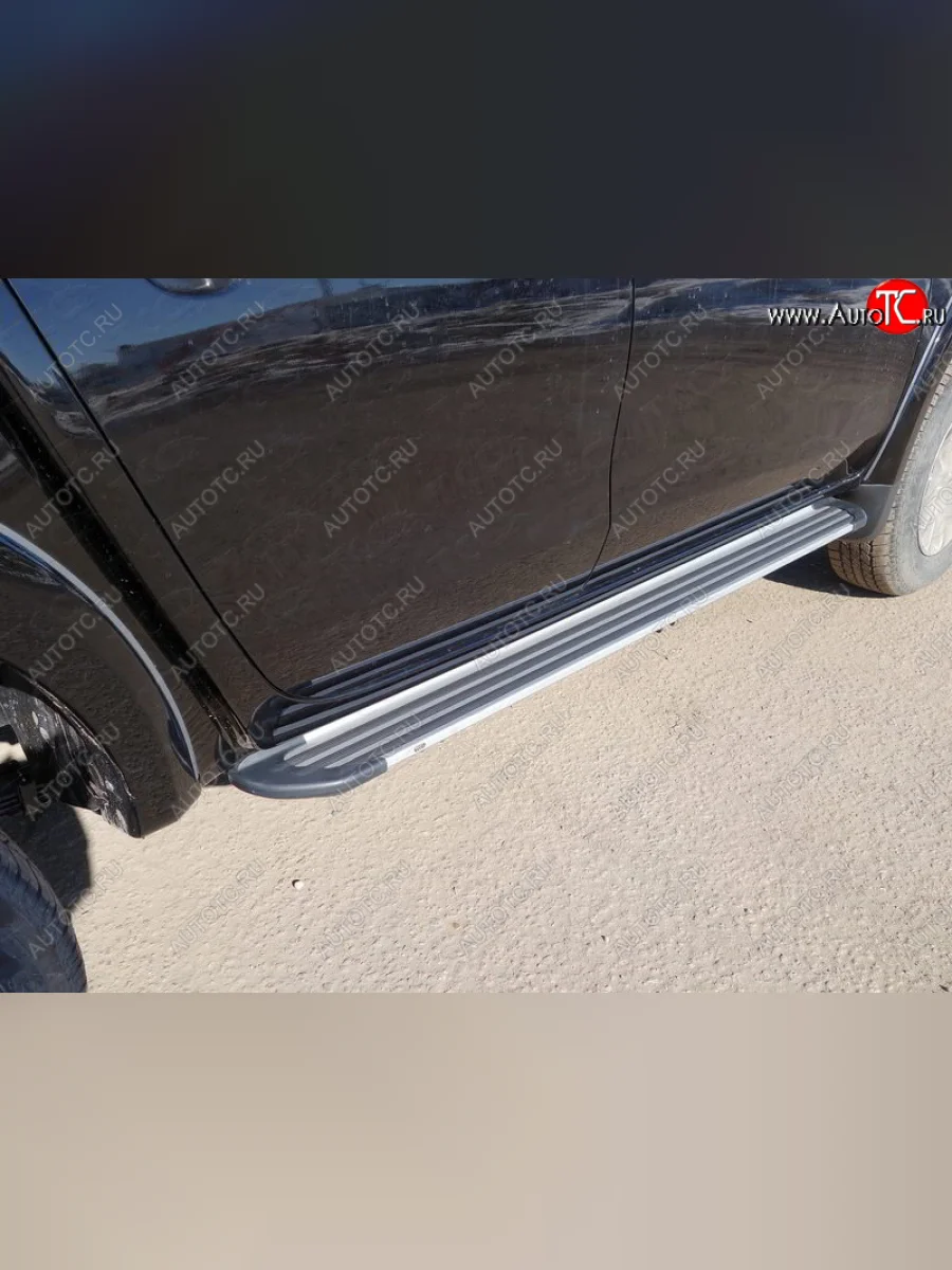 Пороги алюминиевые, ТСС Тюнинг Mitsubishi L200 4  рестайлинг (2013-2016) (Slim Line Silver)  в Воронеже Воронежской области
