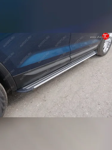 Пороги алюминиевые, ТСС Тюнинг (Slim Line Silver) Skoda Kodiaq 1 NS7 дорестайлинг (2017-2021)
