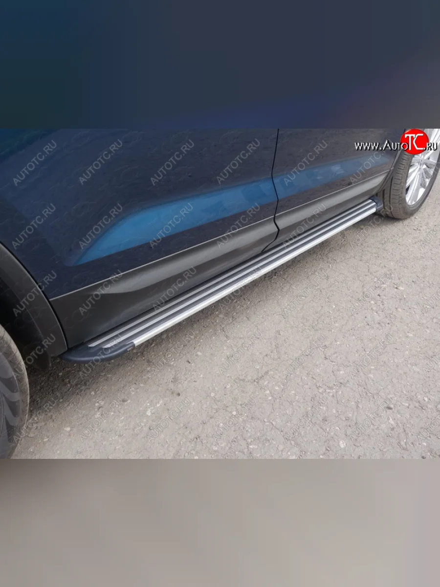Пороги алюминиевые, ТСС Тюнинг Skoda Kodiaq 1 NS7 дорестайлинг (2017-2021) (Slim Line Silver)  в Керчи Республика Крым