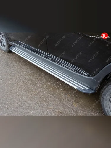 Пороги алюминиевые Slim Line ТСС Тюнинг (Silver) Subaru XV GT/G24 дорестайлинг (2017-2021)
