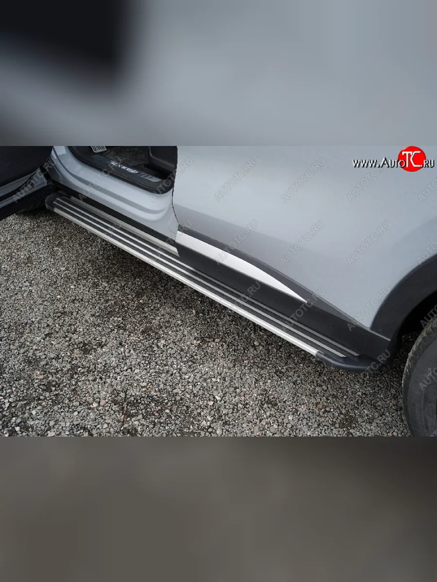 Пороги алюминиевые Slim Line ТСС Тюнинг EXEED RX (2022-2025) (Silver)  в Керчи Республика Крым