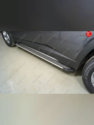 Пороги алюминиевые Slim Line ТСС Тюнинг (Silver) Hyundai Tucson NX4 (2020-2022)
