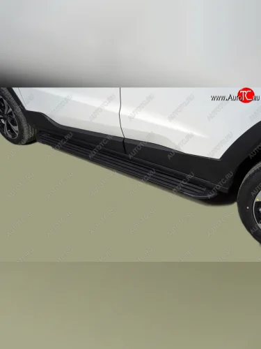 Пороги алюминиевые Slim Line ТСС Тюнинг (Black) JAC JS4 (2021-2025)