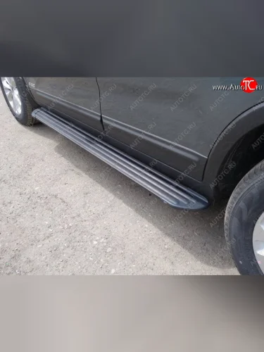 Пороги алюминиевые Slim Line ТСС Тюнинг (Black) KIA Sorento UM/Prime дорестайлинг (2014-2018)