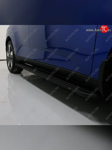Пороги алюминиевые Slim Line ТСС Тюнинг (Black) KIA Soul SK3 (2018-2022)
