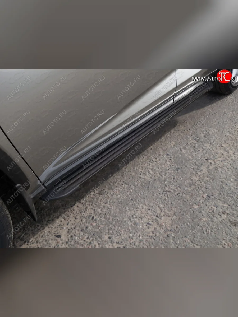Пороги алюминиевые Slim Line кроме F-Sport ТСС Тюнинг Lexus NX200 Z10 рестайлинг (2017-2021) (Black)  в Перми Пермском крае