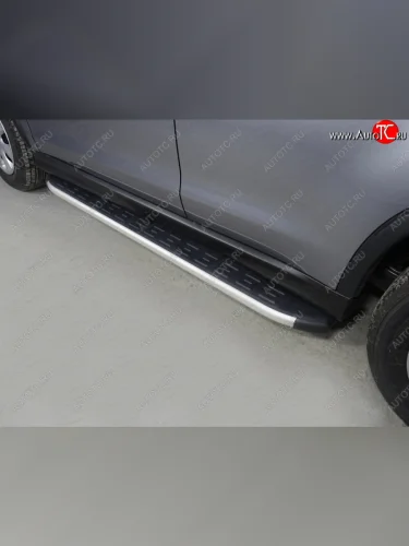 Пороги алюминиевые с пластиковой накладкой ТСС Тюнинг (серый) Mitsubishi ASX 2-ой рестайлинг (2017-2020)
