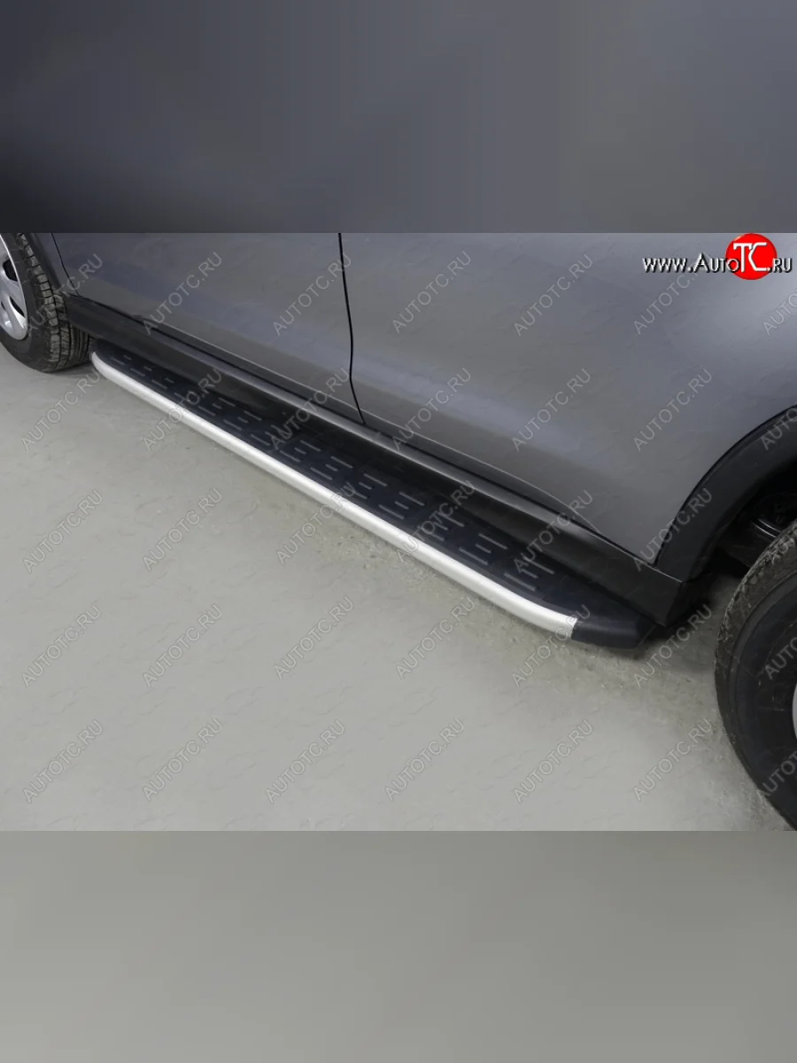 Пороги алюминиевые с пластиковой накладкой ТСС Тюнинг Mitsubishi ASX 2-ой рестайлинг (2017-2020) (серый)  в Керчи Республика Крым